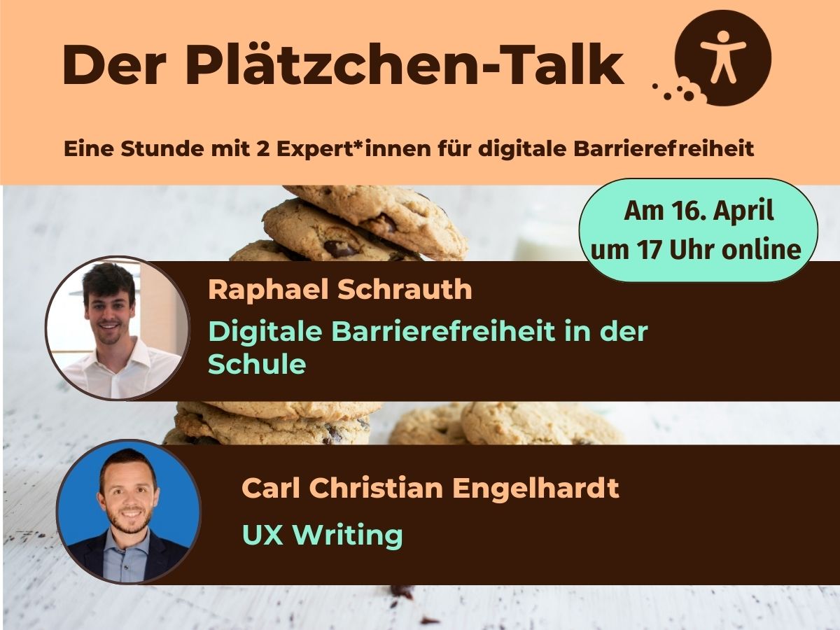 Plätzchen-Talk am 16. April mit Raphael Schrauth und Carl-Christian Engelhardt.