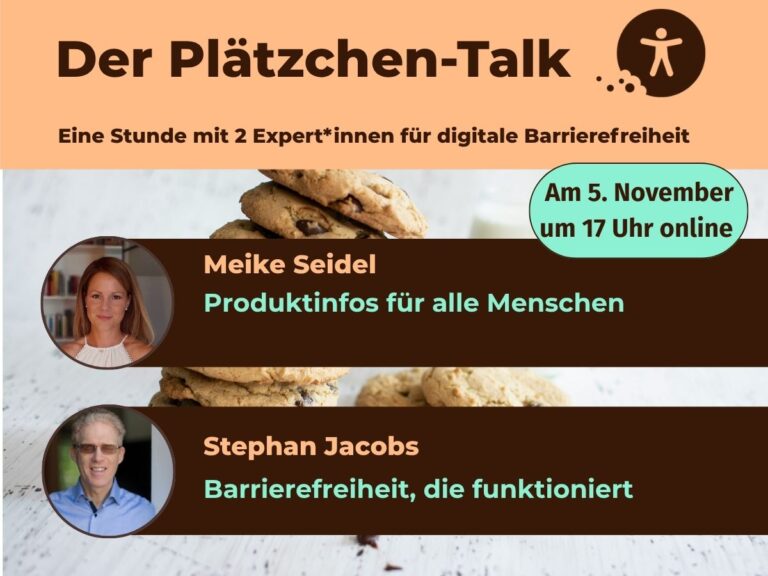 Plätzchen-Talk am 5. November um 17 Uhr mit Meike Seidel und Stephan Jacobs