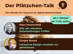 Plätzchen-Talk am 1. Oktober um 17 Uhr mit Marc Haunschild und Gregor Strutz