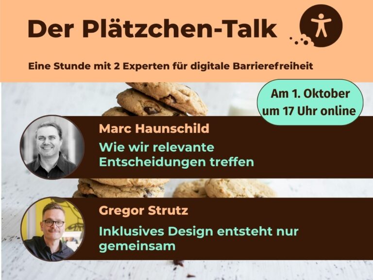 Plätzchen-Talk am 1. Oktober um 17 Uhr mit Marc Haunschild und Gregor Strutz